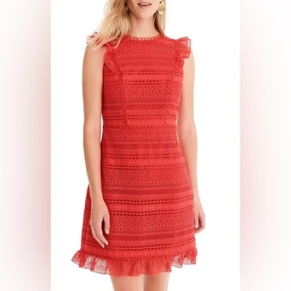 J. Crew Dresses J Crew Cap Sleeve Ruffle Lace Dress size 4
